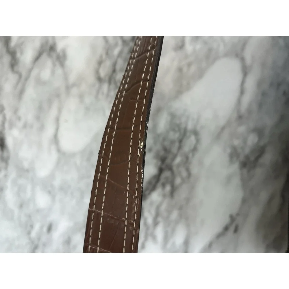 Axcess Croc Embossed Y2K Vtg Brown Shoulder Bag Buckle Zip